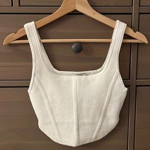 Aritzia Sculpt Knit Bustier Tank White Small NWT